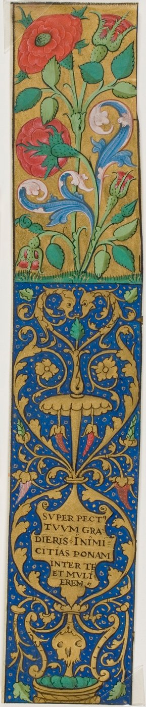 Illuminált szegély flórával és groteszkekkel egy kéziratból alkotó: Unknown artist
