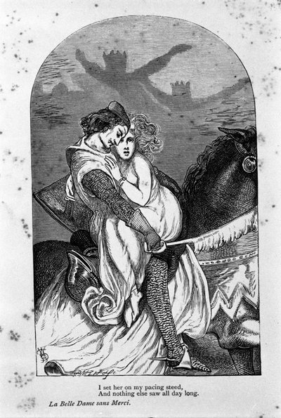 Illusztráció a „könyörület nélküli gyönyörű hölgyhöz” John Keats költő (1795-1821) 19. század alkotó: Unknown artist