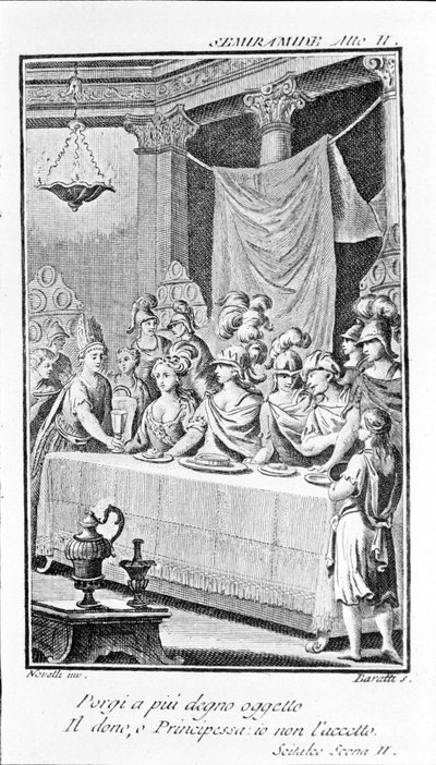 Semiramis illusztrációja, Antonio Salieri (1750 - 1825) operája. Pierre Metastase (vagy Peter Metastasius) füzete. felvonás, sc. II. alkotó: Unknown artist