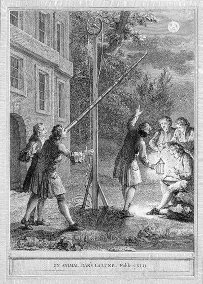 Illusztráció Jean de la Fontaine „Egy állat a holdban” című meséjéről alkotó: Unknown artist
