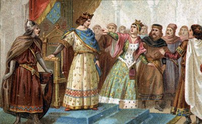 1274-ben a brabanti Mária királynőt hamisan megvádolta Pierre de la Broce (Pierre de Brush) nagy kamarás Lajos francia herceg, III. Fülöp és Aragóniai Izabella ágyékfia halálával. A 19. század végének kromolitográfiája. alkotó: Unknown artist
