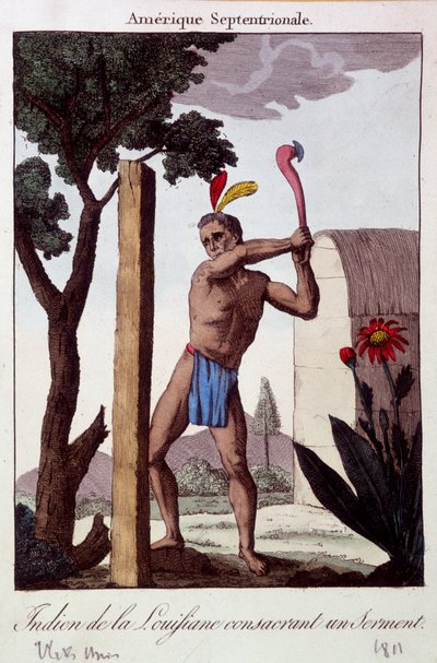 Louisiana indiánja esküt szentelt - metszet alkotó: Unknown artist