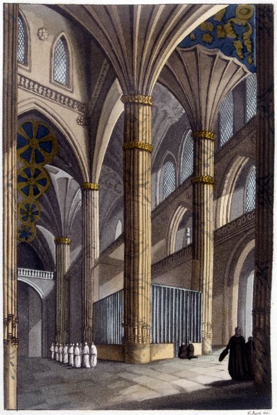 Salamancai katedrális belseje. 19. századi litográfia. alkotó: Unknown artist