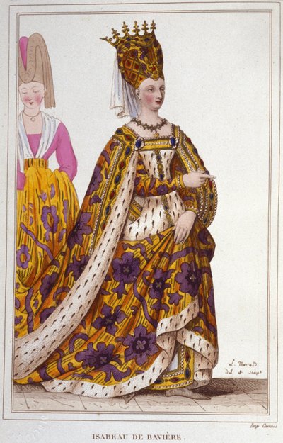 Bajor Isabeau (Isabelle, Elisabeth) (1371-1435). Franciaország királynője. 1830-as metszet. alkotó: Unknown artist