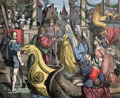 Isabel fogadása Wormsban – II. Frigyes császár (Hohenstaufen alkotó: Unknown artist
