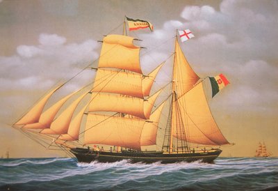 Olasz szkúner-brig "Amalia", 19. század második fele (színes litó) alkotó: Unknown artist