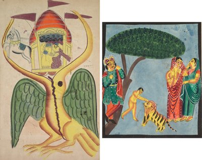 Jatayu akadályozza Ravana szekerét, megpróbálja megakadályozni Sita elrablását alkotó: Unknown artist