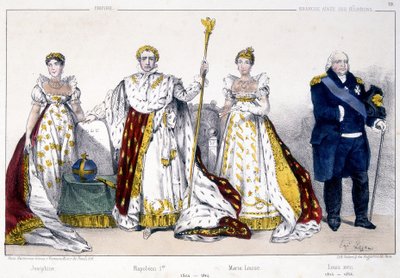 Josephine, Napóleon 1er, Marie Louise és XVIII. Lajos – a „La Monarchie francaise en estampes” című filmben alkotó: Unknown artist