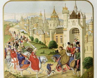 "" IV. Károly francia király fogadta húgát, a francia Izabella angol királynőt (1292-1358), II. Edward feleségét, aki menedéket keresett "" Jean Froissart krónikái szerint. 19. századi Barcelona. Sant Jordi Catalan Royal alkotó: Unknown artist