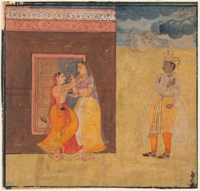Krishna Abhisarika Naika, A Rasikapriya kéziratból alkotó: Unknown artist