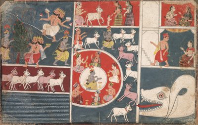 Krishna fuvolázik és más epizódok a Bhagavata Puránából alkotó: Unknown artist