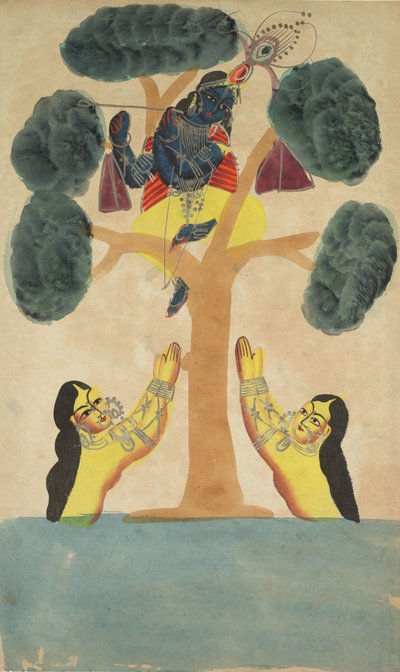 Krisna ellopja a tehénlányok (gopisz) ruháit (recto) alkotó: Unknown artist