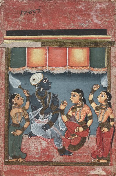 Krisna Radhával és két kísérővel (recto) alkotó: Unknown artist