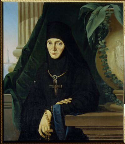 La mere superieure Maria (Margarita Tuchkova) (Mother Superior Maria (Tuchkova). Higoumene (hegoumene) a Spaso Borodinsky ortodox kolostorból, 1812-ben, Napóleon Grande Armee inváziója idején (1769-1821). Névtelen festmény, olaj, vászon , vers alkotó: Unknown artist