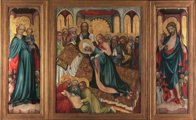 A Szűz halála - Roudnice oltárkép (, 1410 körül - A Szűz halála. A Roudnice oltárkép - Anonymous. Tempera on panel, 1410 körül. Nemzeti Galéria, Prága alkotó: Unknown artist
