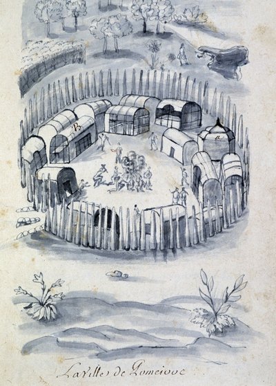 Pomeivue városa (telepi tábor Kanadában) - a „” párbeszédben vagy interjúban egy franciáról egy vademberrel” alkotó: Unknown artist