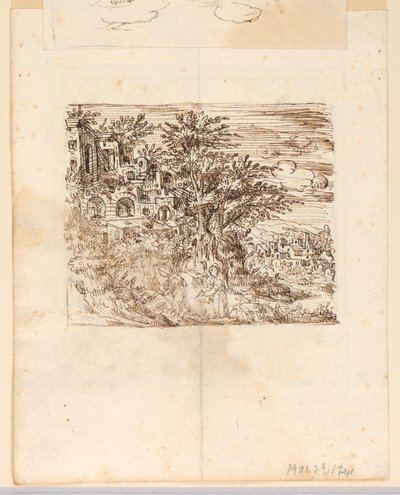 Tájkép; verso: Groteszk dizájn alkotó: Unknown artist