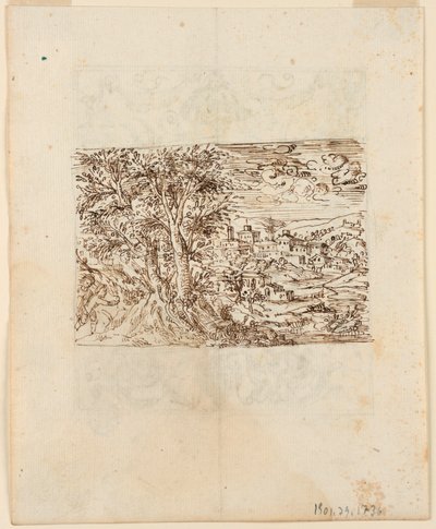 Tájkép; verso: Groteszk dizájn alkotó: Unknown artist