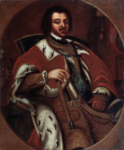 I. (Nagy) Péter orosz császár (1672-1725) a trónján (I. Péter császár trónolt). Névtelen festmény. Olaj, vászon, 18. század eleje. Állami Művészeti Múzeum, Yaroslavi (Oroszország). alkotó: Unknown artist