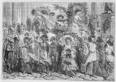 Bacchus (Bacco) ünnepei Athénban (Az ókori Görögország) – Louis Figuier, Párizs „Az ipar csodái” c. alkotó: Unknown artist