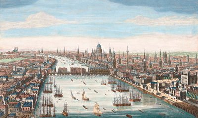 London a 18. században, Tekintse meg a Temzét a London Bridge-ig és a Szent Pál-székesegyházig alkotó: Unknown artist