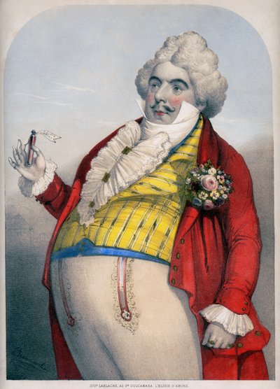 Luigi Lablache, olasz basszusgitár mint Dr. Dulcamara Donizetti A szerelem elixírjében alkotó: Unknown artist