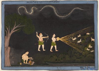 Maharana Jagat Singh II, Mewar (ur. 1734–1751) Bhilnek öltözve, éjszaka szarvasra vadászik alkotó: Unknown artist