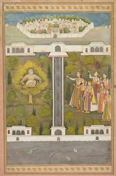 Mahliqa, a kínai császár lánya, a Madáremberre mutat Khwaja Mubarak: Levél egy költői románcból I. Shah Alamhoz (recto) alkotó: Unknown artist