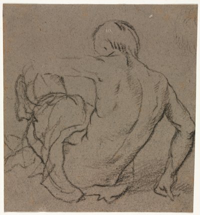 Férfi ül a földön, hátulról nézve (recto) alkotó: Unknown artist