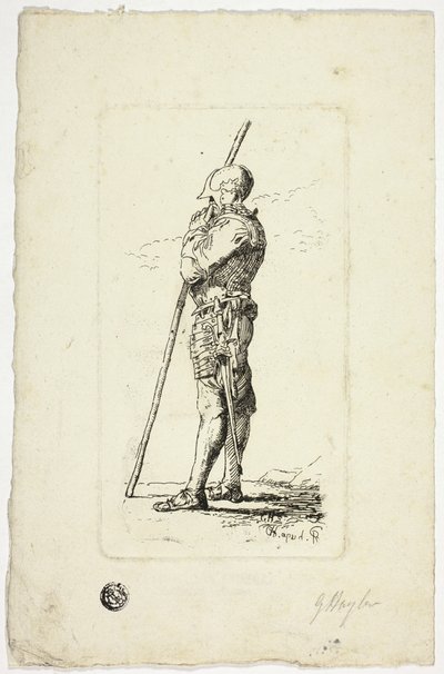 Férfi páncélos tartó személyzet alkotó: Unknown artist