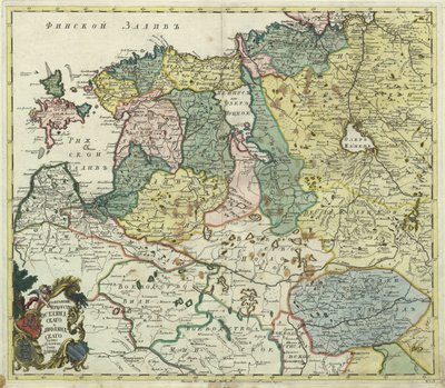 Észtország és Livónia térképe - Névtelen mester - 1745 - Rézmetszet, akvarell - Tudományos Akadémia, Szentpétervár alkotó: Unknown artist