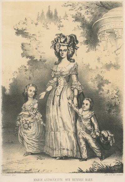 Marie-Antoinette sétál a gyerekeivel (litho) alkotó: Unknown artist