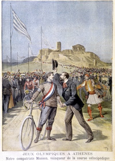 Masson győztese a velocipéd versenyt az athéni olimpián – az 1896.04.26-i "" Le Petite Journal"-ban alkotó: Unknown artist