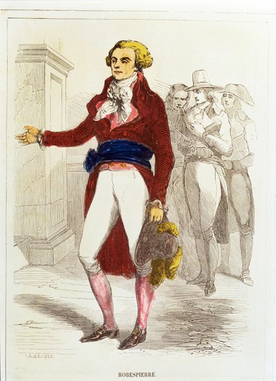 Maximilien Robespierre, Kézi színes metszet (kézi színes metszet) alkotó: Unknown artist