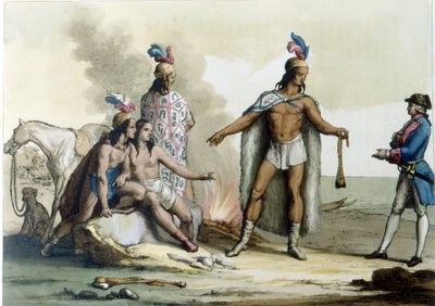 Egy nyugati ember találkozása Patagónia indiánjaival. alkotó: Unknown artist