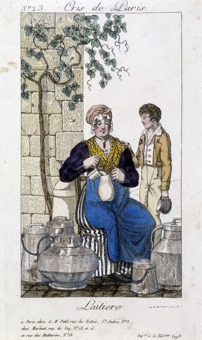 Tejet palackba öntve egy fiatal férfinak - „” Cris de Paris”-ban”, deb. 19. század alkotó: Unknown artist