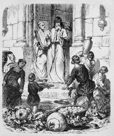 A szerzetesek tizedet szednek az emberekről – a „Histoire des Popes” című könyvében, Maurice Lachatre alkotó: Unknown artist