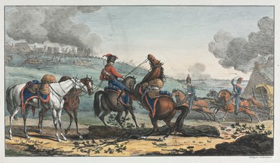 Lovas tüzér három lovat vezet alkotó: Unknown artist
