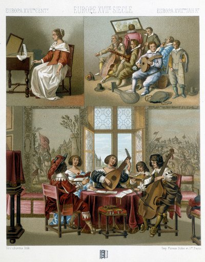 Zene Európában a 17. században - Racinet „” Le costume historique” című könyvében alkotó: Unknown artist