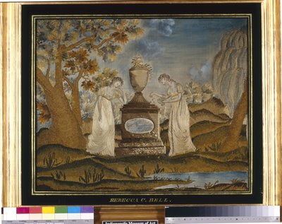 Kézimunka gyászkép (selyemszál, hímzett) alkotó: Unknown artist