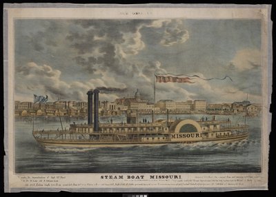 New Orleans. Missouri gőzhajó (litográfia, színes) alkotó: Unknown artist