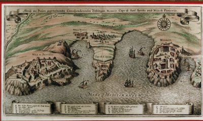 Nizza, Villefranche és Monaco a 17. században (földrajzi decoupe) alkotó: Unknown artist