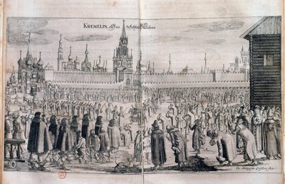 Hivatalos ünnepség felvonulással a moszkvai Kremlben. 17. századi metszet. Orosz könyvtár alkotó: Unknown artist