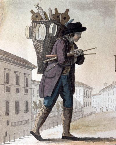 Régi szakma: kéményseprő (Kőnyomat alkotó: Unknown artist