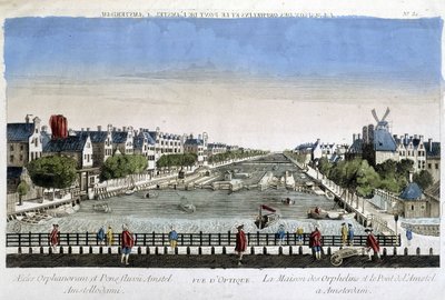 Árvák Háza és Amstel híd Amszterdamban - Optikai nézet alkotó: Unknown artist
