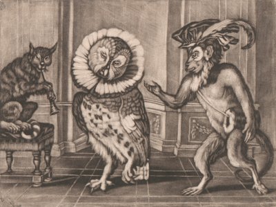 Bagoly, majom és macska a Mezzotintoes-ból, Smith, Vol. III alkotó: Unknown artist