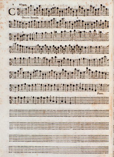 Tomaso Albinoni "" Concerti a Five, Op. 5 "" kottájának oldala alkotó: Unknown artist