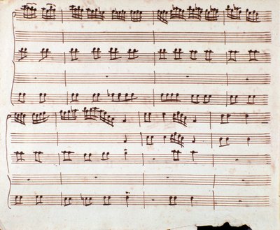 A Gia partitúrájának oldala ismert, hogy Antonio Vivaldi egy széles áriája alkotó: Unknown artist