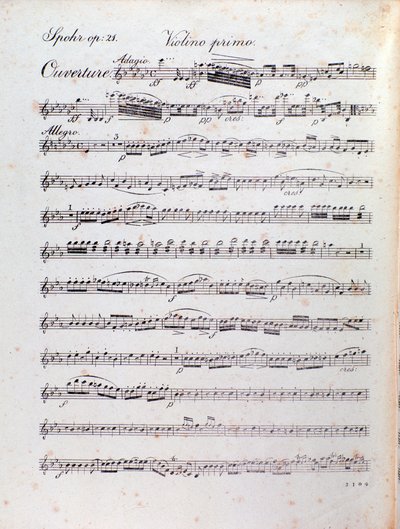 Louis Spohr Alruna nyitányának kottájának oldala alkotó: Unknown artist