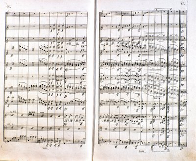 A n. szimfónia partitúrájának első német kiadásának oldala. Ludwig van Beethoven (1770-1827) (1799-1800) német zeneszerző 1. C-dúr. Bonn alkotó: Unknown artist